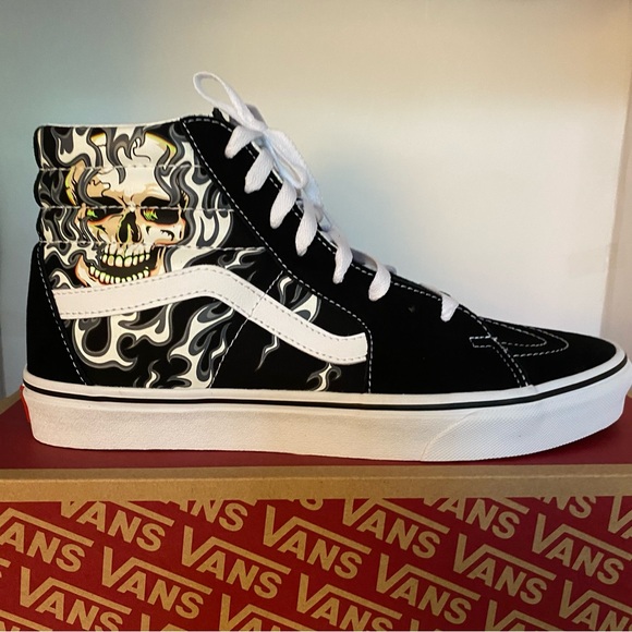 NEW Vans SK8-HI  Flame Skull Men Size 9 - Picture 3 of 10